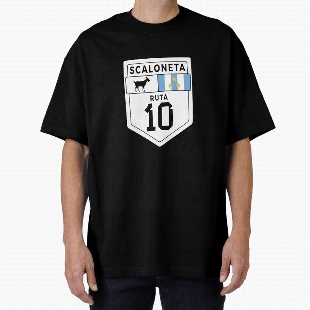 Scaloneta - Messi 10 - Goat Oversized T-Shirt Experience Global Football Passion for FIFA World Cup 2026 USA Canada Mexico, Filled with CR7 and Messi, Germany, Football Festival Excitement, Trophy Ambitions, Country Rivalries and Star Player Buzz;