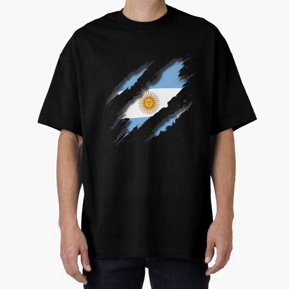Argentina Tearing a New One Oversized T-Shirt Celebrate Global Passion for Match Day Hype around FIFA World Cup 2026 Group Stage, Messi, Neymar and Mbappe, Netherlands, Championship Spirit, Famous Goals, Roaring Crowds and International Football