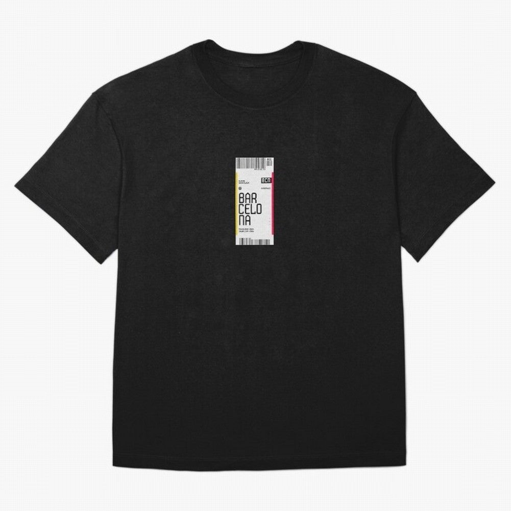 Barcelona Boarding Pass Sparin Travel Ticket Classic T-Shirt Bring Supporter Culture to FIFA World Cup 2026 Spirit, Highlighting Spain, Messi and Cristiano Ronaldo, Retro Football Energy, Iconic Rivalries, Trophy Chase Drama and Stadium Atmosphere;