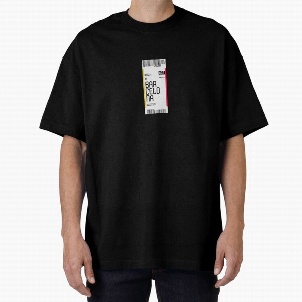 Barcelona Boarding Pass Sparin Travel Ticket Classic T-Shirt Bring Supporter Culture to FIFA World Cup 2026 Spirit, Highlighting Spain, Messi and Cristiano Ronaldo, Retro Football Energy, Iconic Rivalries, Trophy Chase Drama and Stadium Atmosphere;