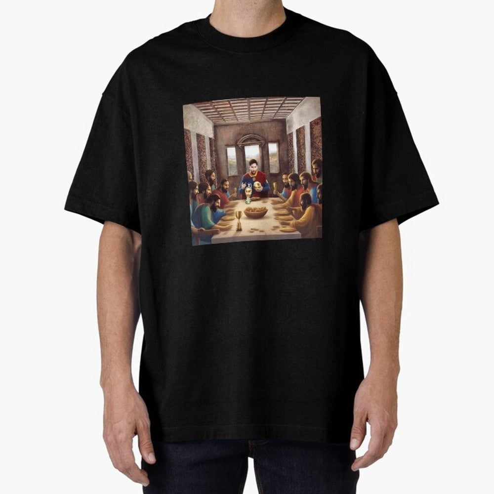 Messi The Last Supper Art Gift Limited Edition Oversized T-Shirt Bring a Vintage Feel to Global Football Passion for FIFA World Cup 2026 USA Canada Mexico, Made for Messi, Neymar and Mbappe, Brazil, Portugal and Argentina, Worldwide Fan Energy,