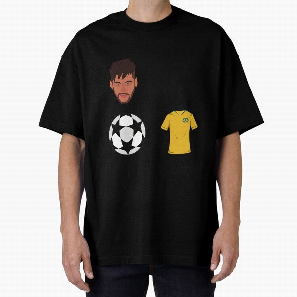 Neymar JR 10 - PSG X Brazil Oversized T-Shirt Join FIFA World Cup 2026 Group Stage for Fans of CR7 and Portugal, Spain and Germany, Bringing Retro Football Energy, Iconic Rivalries, Trophy Chase Drama and Stadium Atmosphere; Perfect for People Who
