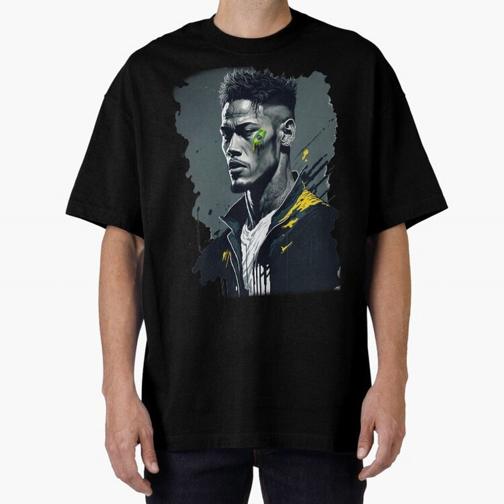 Neymar Jr. splash art Oversized T-Shirt Capture FIFA World Cup 2026 Group Stage Highlighting Cristiano Ronaldo, Portugal, Spain and Germany Energy, Championship Spirit, Famous Goals, Roaring Crowds and International Football Unity; Great for