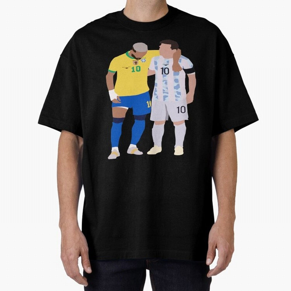 Messi and Neymar Copa America Friends Oversized T-Shirt Stand Out with Spirit from the FIFA World Cup 2026 Group Stage Journey through CR7 and Messi Highlights, Netherlands Pride, Soccer Culture, Superstar Moments, National Team Dreams and