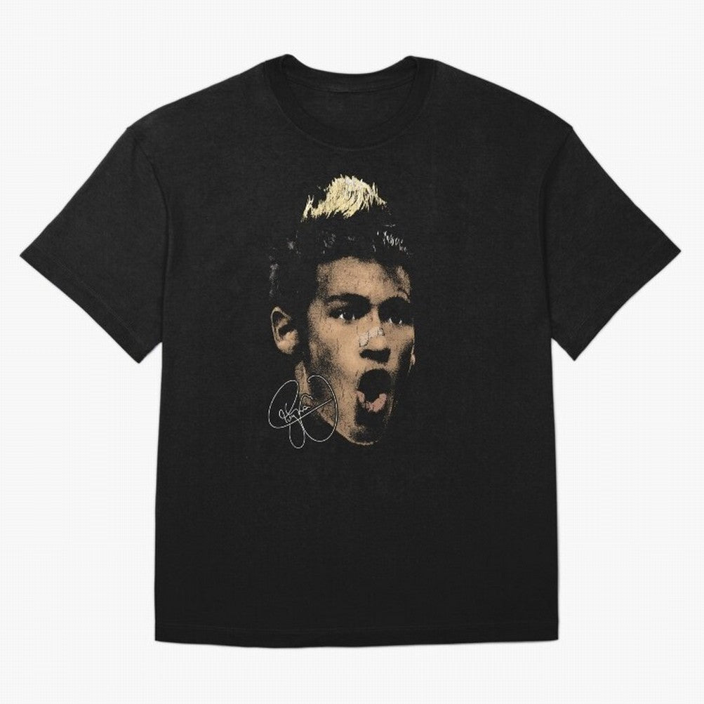 Young Neymar Illustration Oversized T-Shirt Honor Football Greatness during the FIFA World Cup 2026 Journey through Haaland and Mbappe Highlights, Portugal Pride, Fan Favorite Moments, National Team Passion, Big Match Drama and Soccer History;
