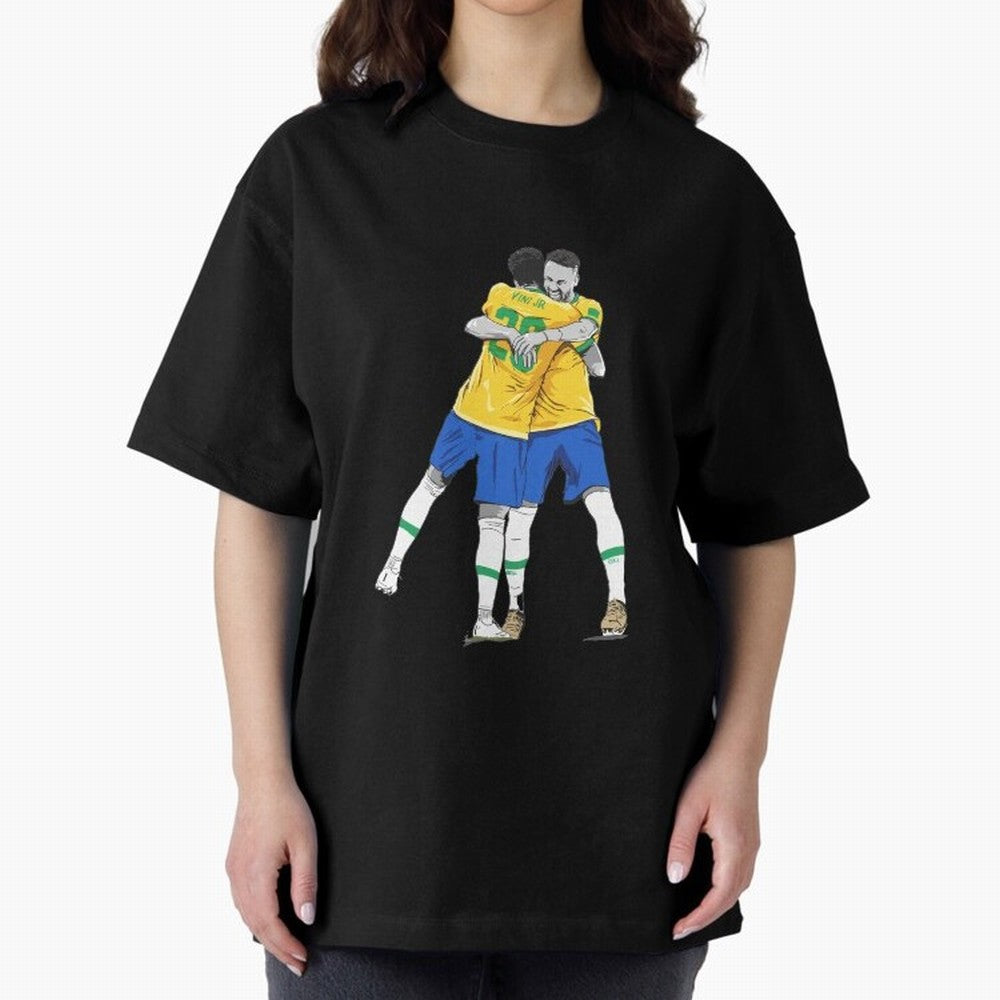 BRAZIL Neymar Jr and Vini Jr World Cup Celebration Oversized T-Shirt Treasure Global Football Passion for FIFA World Cup 2026 USA Canada Mexico, Inspired by Mbappe, Argentina, Stadium Chants, National Pride, Trophy Dreams and Unforgettable Football