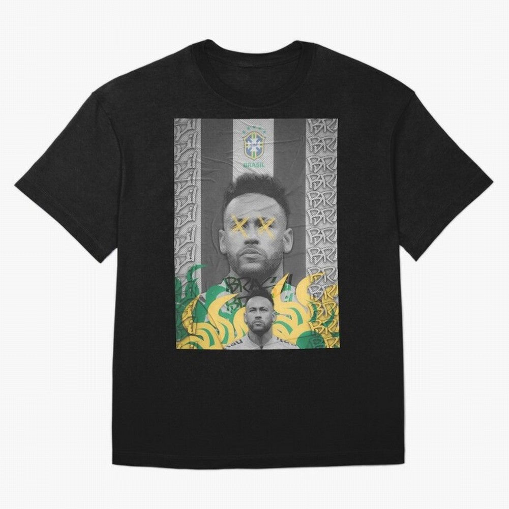 Brazil Football Star Grunge Poster Oversized T-Shirt Celebrate the Road through the FIFA World Cup 2026 Journey through Neymar Highlights, France and Portugal Pride, Fan Favorite Moments, National Team Passion, Big Match Drama and Soccer History;