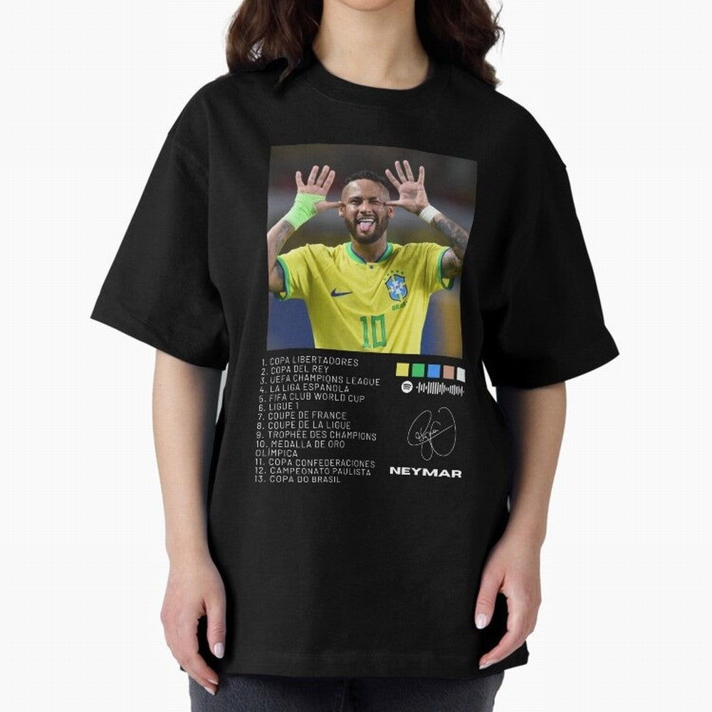 Neymar Brazil 10 Oversized T-Shirt Experience the Global Stage of FIFA World Cup 2026 USA Canada Mexico for Fans of CR7 and Spain and Netherlands, Bringing Football Festival Excitement, Trophy Ambitions, Country Rivalries and Star Player Buzz;