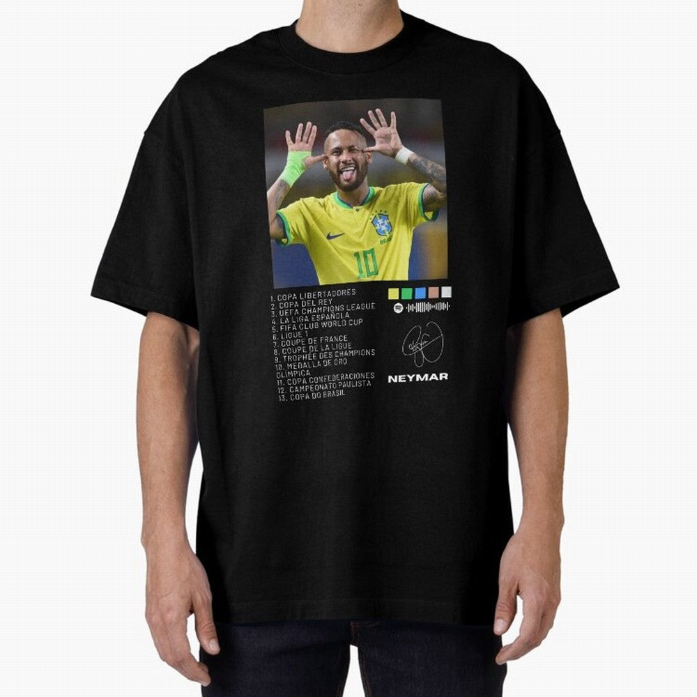 Neymar Brazil 10 Oversized T-Shirt Experience the Global Stage of FIFA World Cup 2026 USA Canada Mexico for Fans of CR7 and Spain and Netherlands, Bringing Football Festival Excitement, Trophy Ambitions, Country Rivalries and Star Player Buzz;