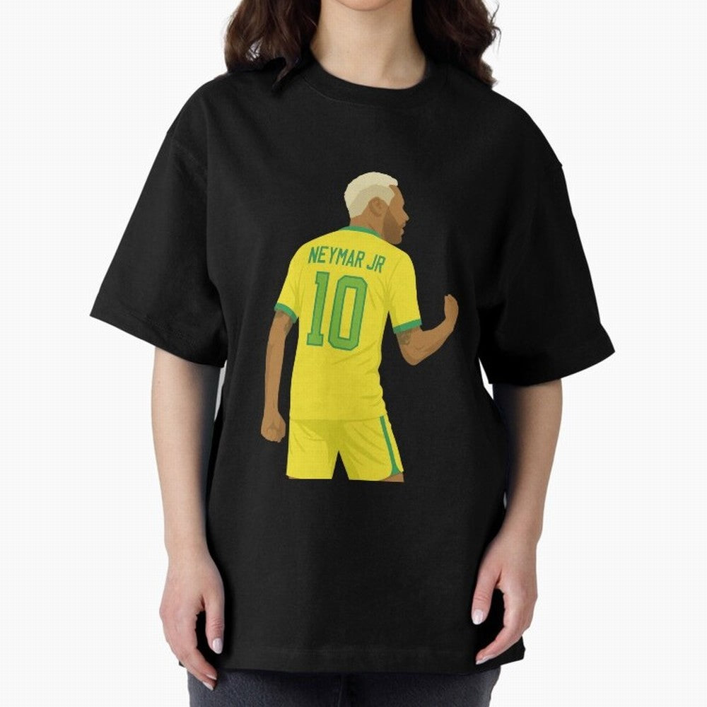 Neymar Jr in Yellow Glory Sticker Oversized T-Shirt Follow the Final Road of FIFA World Cup 2026 for Fans of Mbappe and Argentina, France and Brazil, Bringing Sports Nostalgia, International Competition, Famous Players and Unforgettable Victories;