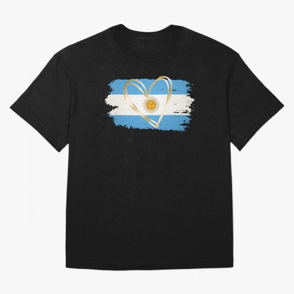 ARGENTINA FLAG WITH GOLDEN HEART Classic T-Shirt Upgrade FIFA World Cup 2026 Made for Mbappe and Neymar, Germany Energy, Stadium Memories, Football Loyalty, International Chants and Championship Tradition; Great for Supporters Who Love Legendary