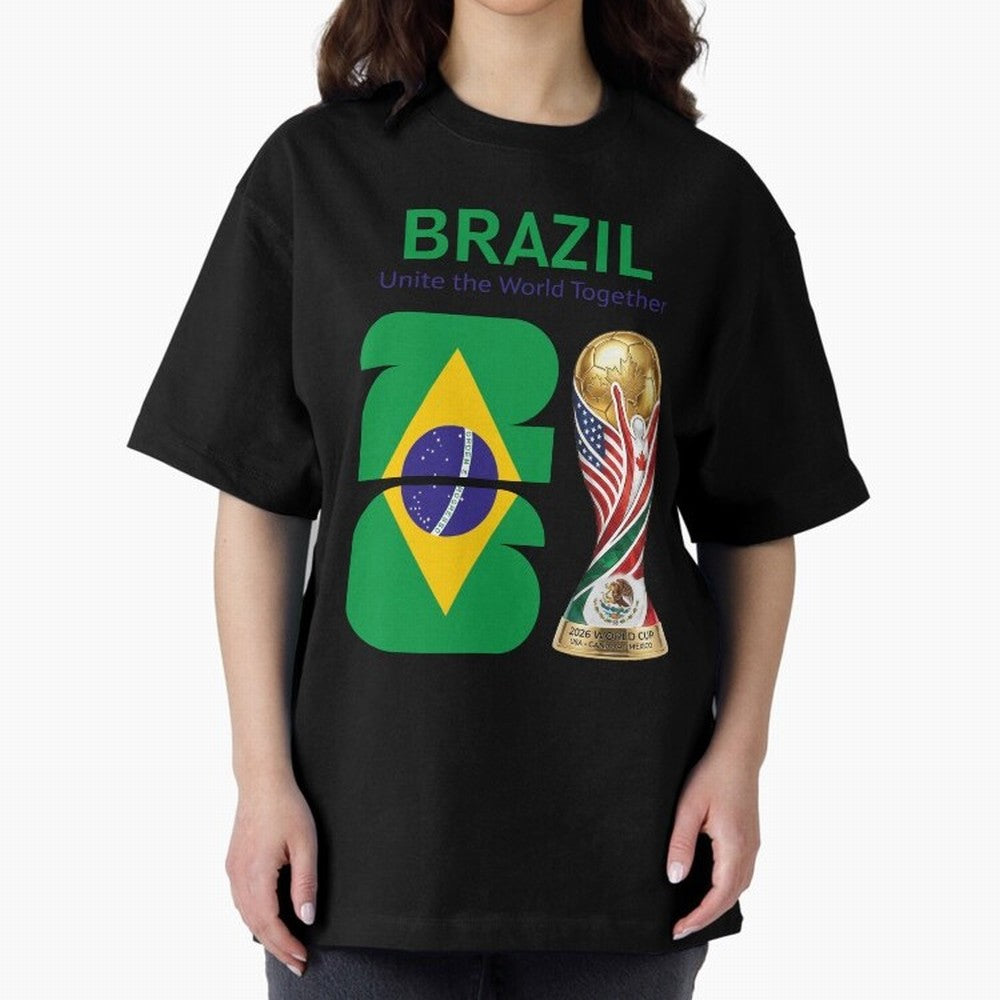World Cup 2026, IMG 018, BRAZIL 002 Oversized T-Shirt Feel International Energy from Global Football Passion for FIFA World Cup 2026, Filled with CR7, France, Football Passion, Legendary Performances, Festival Vibes and Supporter Community; Perfect