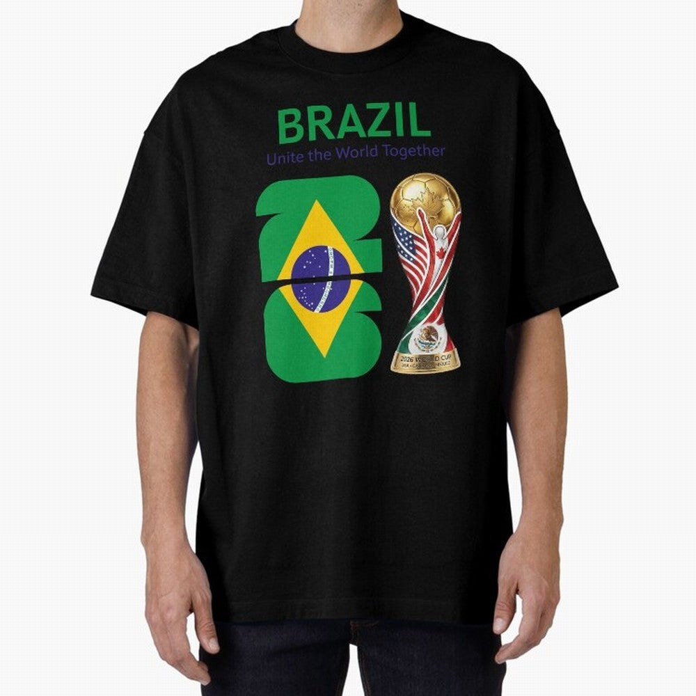 World Cup 2026, IMG 018, BRAZIL 002 Oversized T-Shirt Feel International Energy from Global Football Passion for FIFA World Cup 2026, Filled with CR7, France, Football Passion, Legendary Performances, Festival Vibes and Supporter Community; Perfect