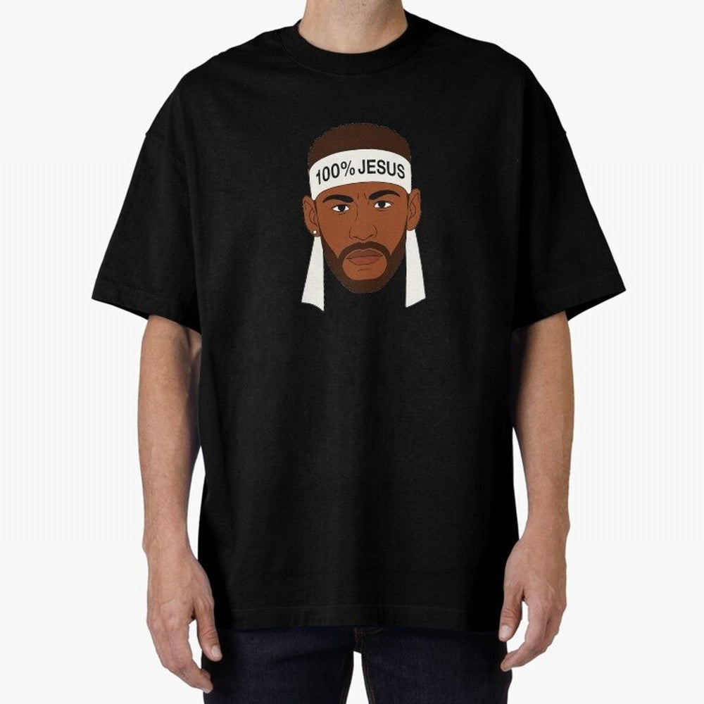 100% JESUS Neymar Inspired Minimalist Art Oversized T-Shirt Embrace Match Day Hype around FIFA World Cup 2026, Messi, England and Germany, Fan Favorite Moments, National Team Passion, Big Match Drama and Soccer History; Built for Supporters Chasing