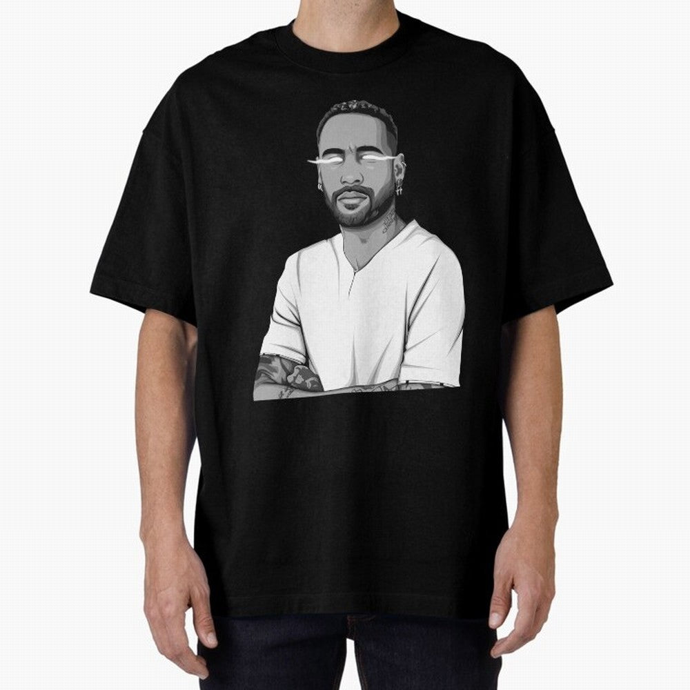 Neymar Jr. Black and White Version Oversized T-Shirt Create FIFA World Cup 2026 Group Stage Driven by Neymar, France Energy, Match Day Excitement, Supporter Culture, Golden Goals and Global Football Passion; Great for Supporters Who Love Legendary