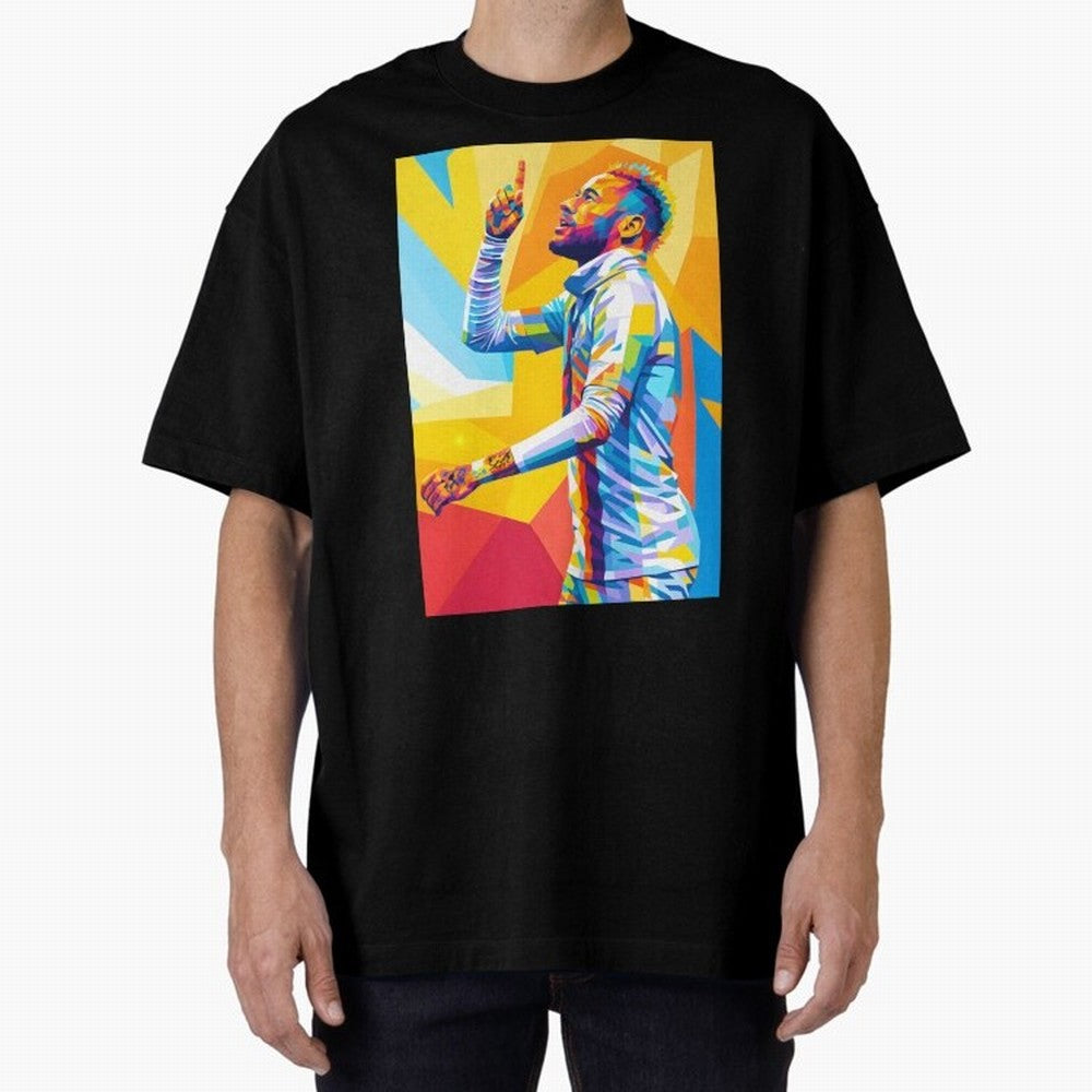 Neymar Pop Art Oversized T-Shirt Celebrate Classic Football Spirit in FIFA World Cup 2026 for Fans of Messi and Cristiano Ronaldo and England and Germany, Bringing Supporter Pride, Iconic Celebrations, Legendary Names and Global Match Day Energy;