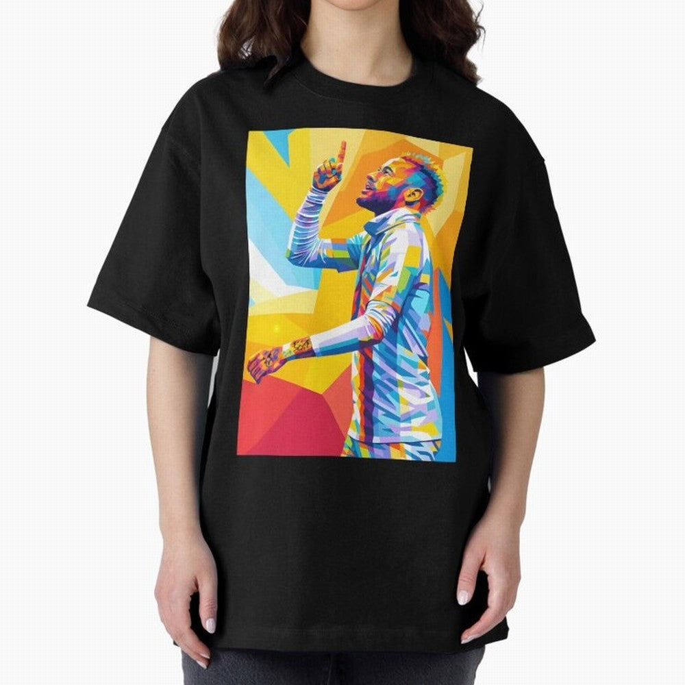 Neymar Pop Art Oversized T-Shirt Celebrate Classic Football Spirit in FIFA World Cup 2026 for Fans of Messi and Cristiano Ronaldo and England and Germany, Bringing Supporter Pride, Iconic Celebrations, Legendary Names and Global Match Day Energy;