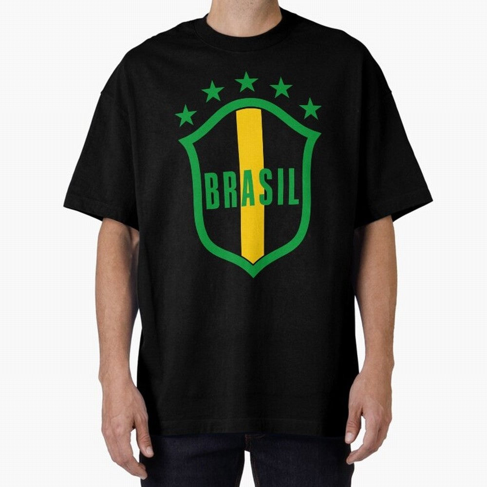 BRASIL LOGO 002 Oversized T-Shirt Back the Journey through FIFA World Cup 2026 Group Stage for Fans of Haaland and Mbappe and Spain, Bringing Champion Mindset, Group Stage Buzz, Knockout Tension and Passionate Fan Culture; Perfect for People Who