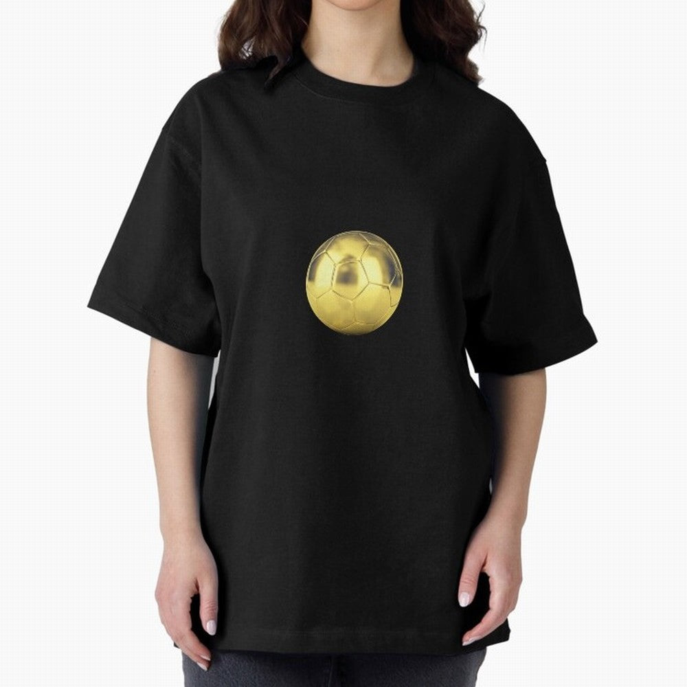 Gold Football | Golden Football Good Quality Oversized T-Shirt Show Up for the Glory of FIFA World Cup 2026 for Fans of Messi and Cristiano Ronaldo and Brazil, Bringing Sports Nostalgia, International Competition, Famous Players and Unforgettable