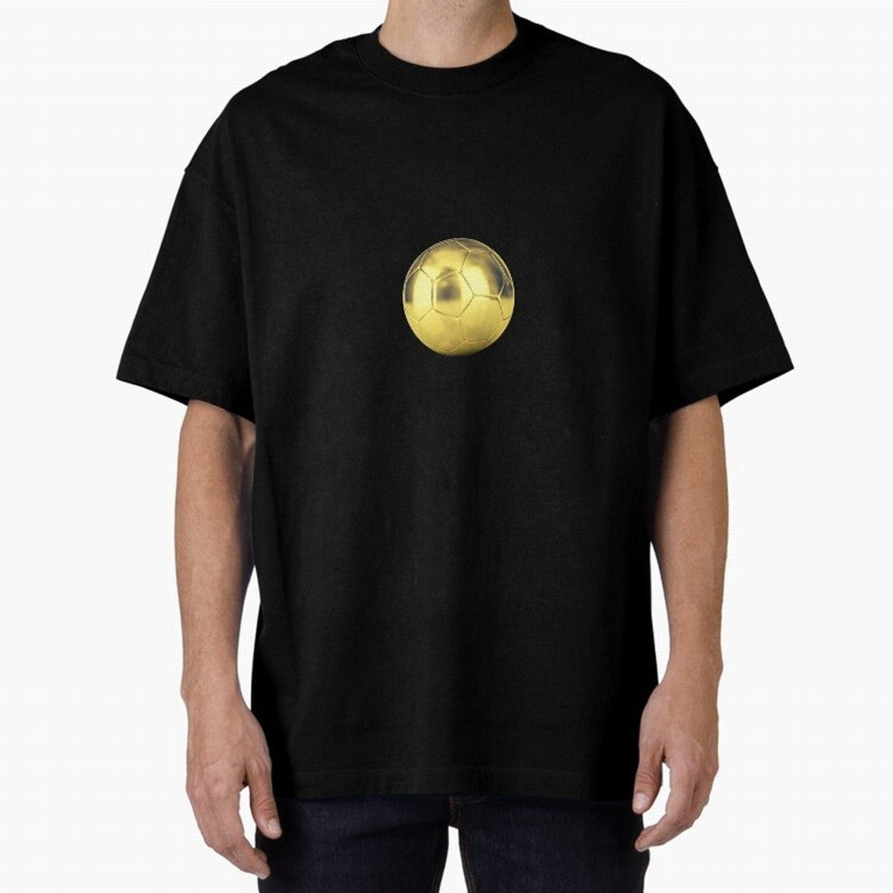 Gold Football | Golden Football Good Quality Oversized T-Shirt Show Up for the Glory of FIFA World Cup 2026 for Fans of Messi and Cristiano Ronaldo and Brazil, Bringing Sports Nostalgia, International Competition, Famous Players and Unforgettable