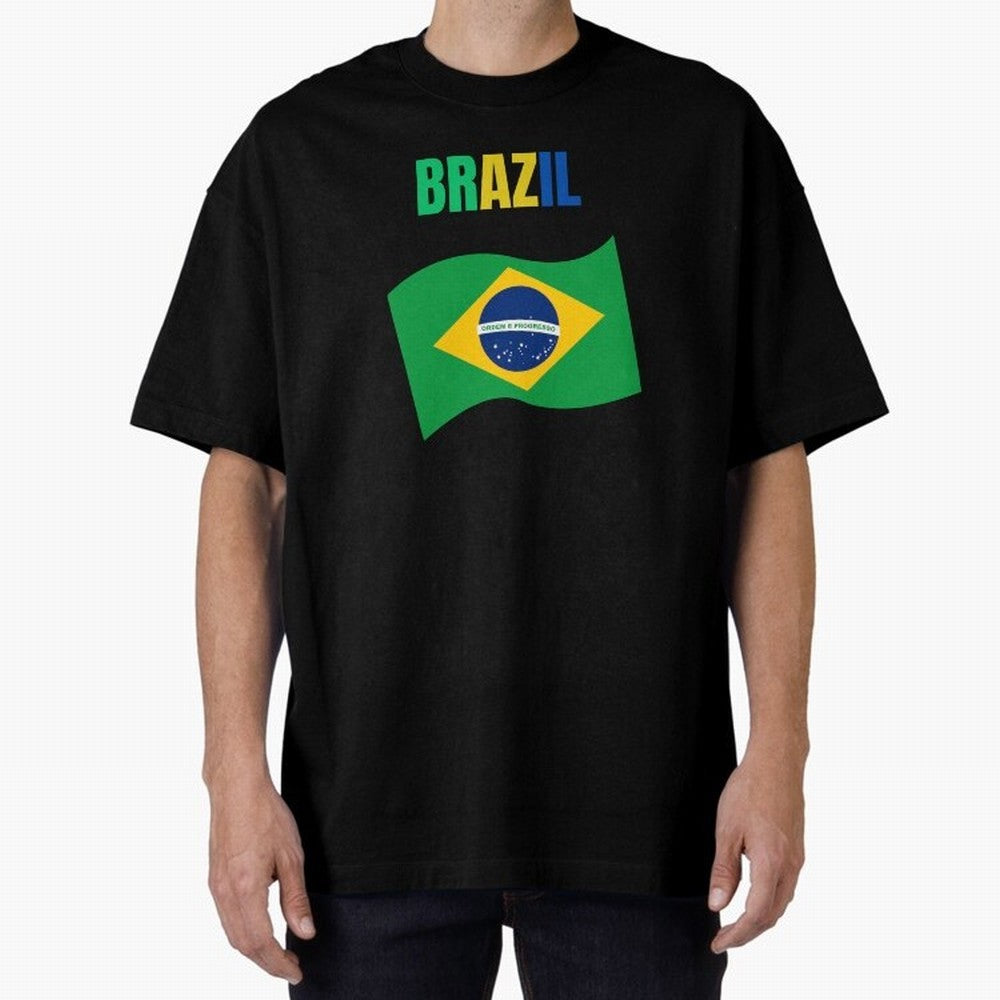 I love Brazil Oversized T-Shirt Honor Football Greatness during Match Day Hype around FIFA World Cup 2026, Mbappe, Portugal, Spain and Germany, Soccer Culture, Superstar Moments, National Team Dreams and Competitive Fire; Ideal for Fans Who Follow