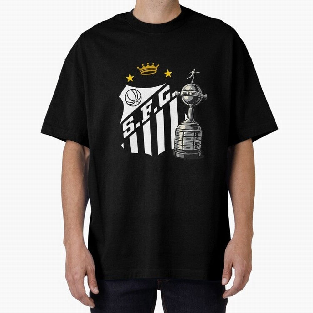 Santos Of Brazil With The Libertadores Cup Oversized T-Shirt Bring International Match Energy to FIFA World Cup 2026 Made for Neymar, Haaland and Cristiano Ronaldo, Argentina, France and Brazil Energy, Fan Favorite Moments, National Team Passion,