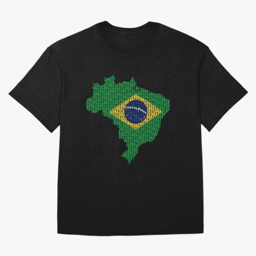 Map of Brazil (Brazil) Oversized T-Shirt Show Your Stadium Side during FIFA World Cup 2026 Group Stage for Fans of Mbappe and Neymar and Argentina, Bringing Global Supporter Spirit, Legendary Goals, National Colors and Tournament Celebration;