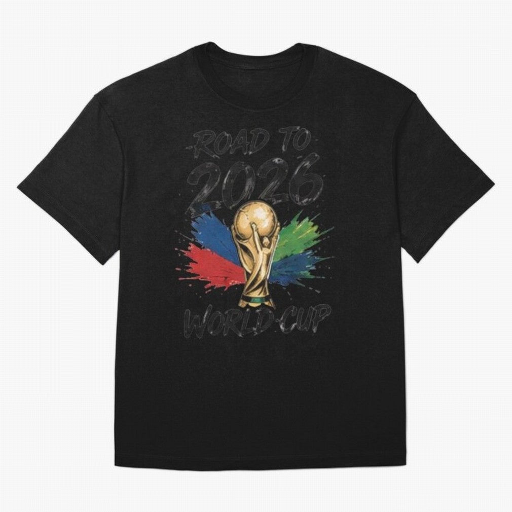 Road To 2026 World Cup Football Graphic Tee Classic T-Shirt Show Your Love for FIFA World Cup 2026 Group Stage Spirit, Built around Argentina, Neymar, Haaland and Cristiano Ronaldo, Global Supporter Spirit, Legendary Goals, National Colors and