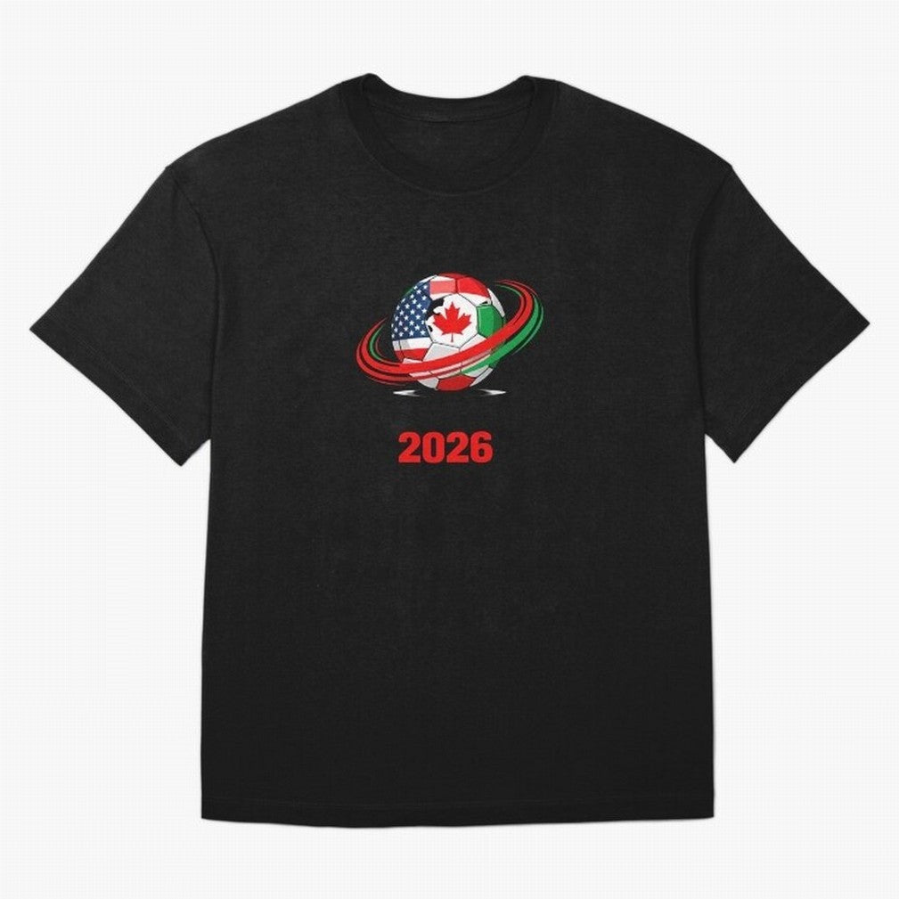World Cup 2026, Soccer Ball, USA Canada Mexico Football Classic T-Shirt Stand Proud for FIFA World Cup 2026 Group Stage Celebrating Messi and Cristiano Ronaldo, Spain Energy, Football Festival Excitement, Trophy Ambitions, Country Rivalries and