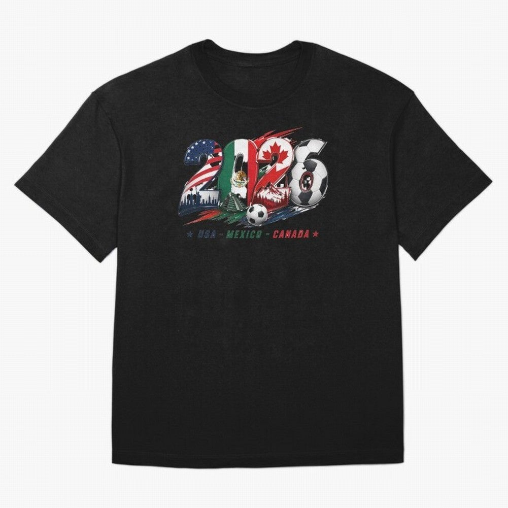 United by Football 2026 North America Soccer Design Classic T-Shirt Experience FIFA World Cup 2026 Spirit, Highlighting England, Messi, Neymar and Mbappe, Football History, Final Match Energy, Crowd Noise and Once in a Lifetime Moments; Made for