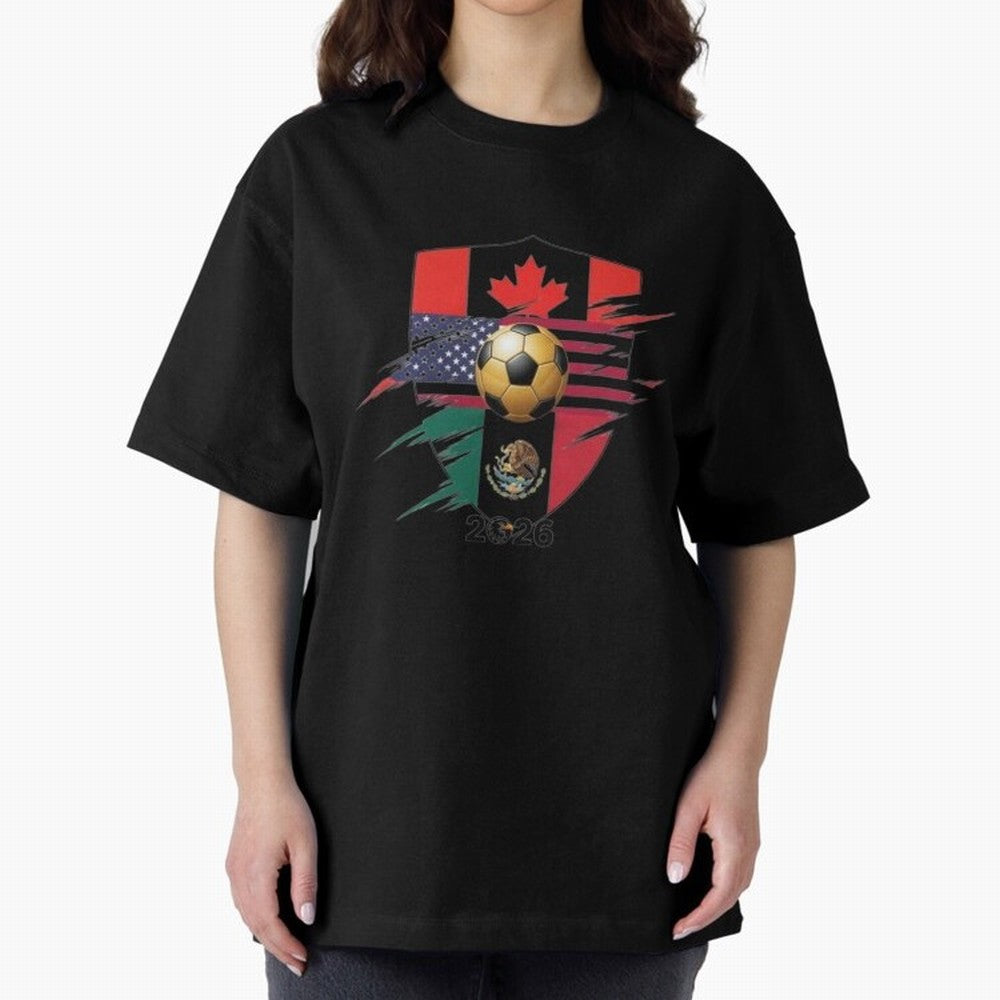 Golden Soccer Ball 2026 Host Nations Emblem Classic T-Shirt Keep the Legacy of FIFA World Cup 2026 Group Stage Driven by Messi, CR7 and Mbappe, Brazil Energy, Champion Mindset, Group Stage Buzz, Knockout Tension and Passionate Fan Culture; Ideal