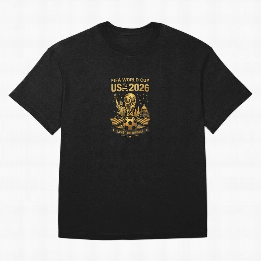 Fifa World Cup USA 2026 Gold Soccer Football Classic T-Shirt Enjoy the Biggest Football Party of Global Football Passion for FIFA World Cup 2026, Featuring Mbappe and Neymar, Spain and Netherlands, Stadium Chants, National Pride, Trophy Dreams and
