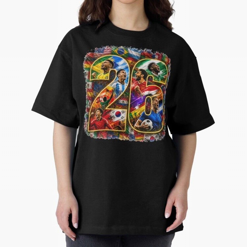 International Global Flags Soccer Football Classic T-Shirt Represent FIFA World Cup 2026 Built around Neymar, Haaland and Cristiano Ronaldo, Portugal, Spain and Germany Energy, Worldwide Fan Energy, Dramatic Goals, Stadium Lights and Championship