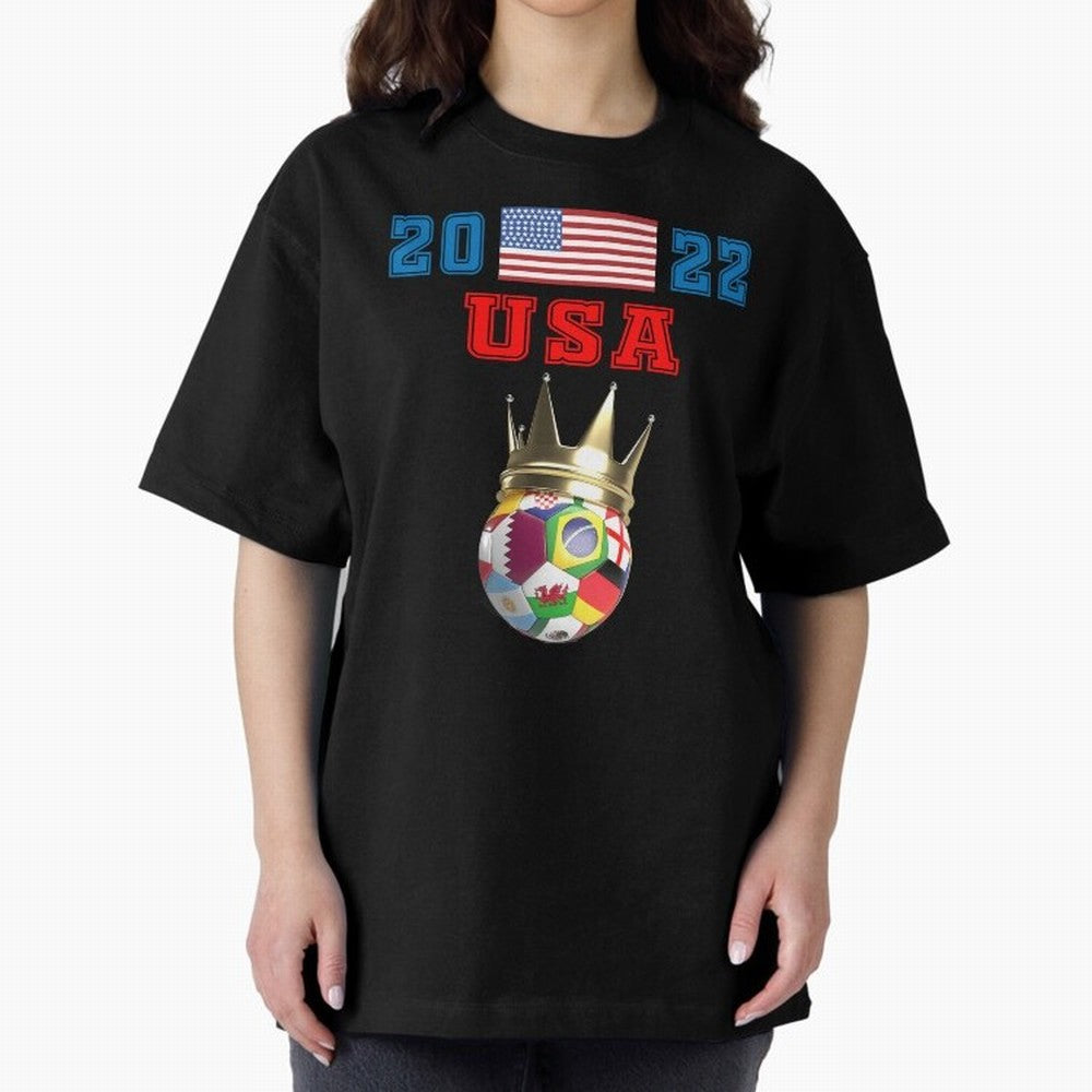 Keep Calm and support USA Football Flag Soccer Jersey Classic T-Shirt Enjoy FIFA World Cup 2026 USA Canada Mexico Spirit, Connected to Portugal, CR7 and Messi, Vintage Soccer Flavor, Modern Football Stars, National Flags and Final Night Emotion;