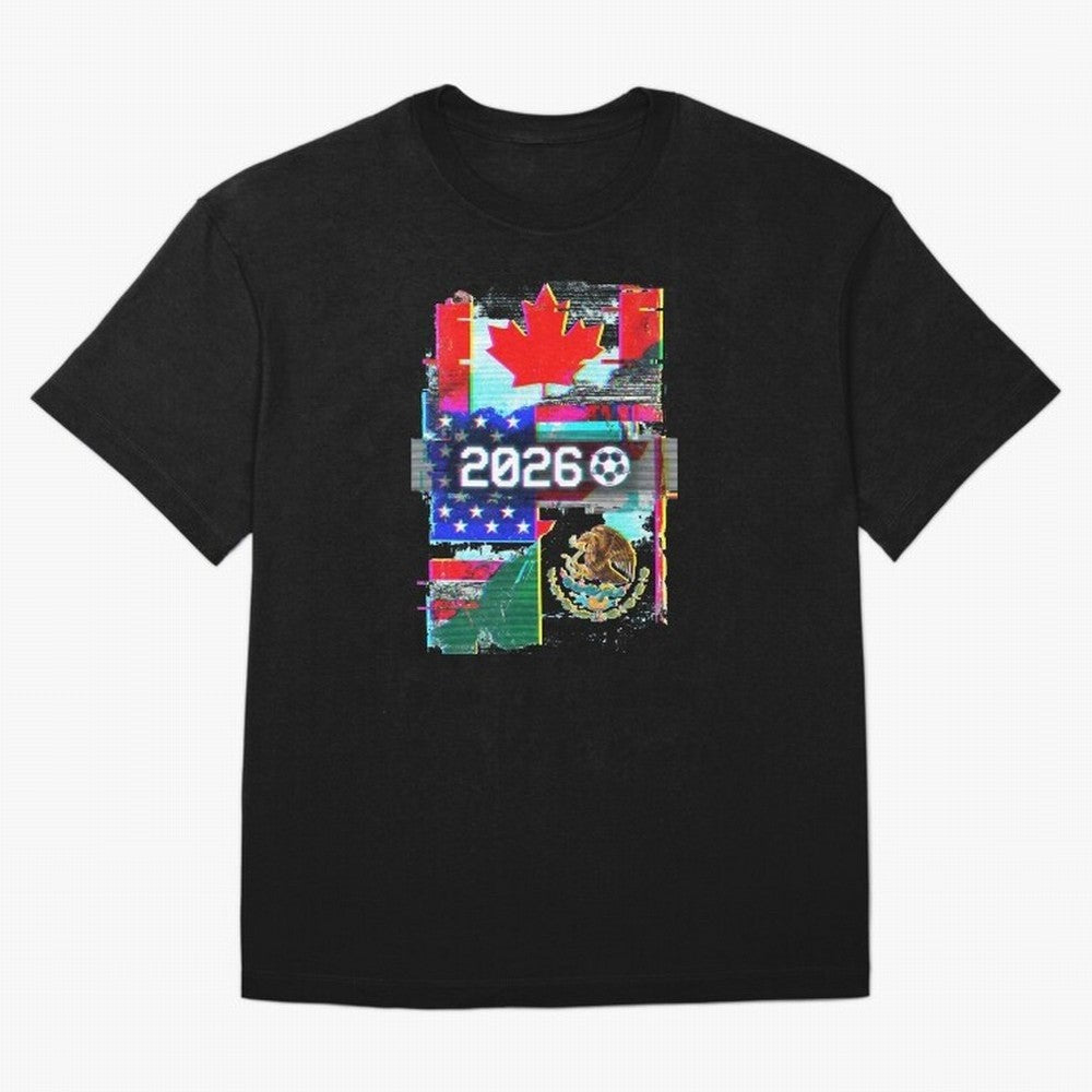 Glitched United 2026 - North America Tournament Emblem Classic T-Shirt Experience the FIFA World Cup 2026 Group Stage Journey through Messi and Cristiano Ronaldo Highlights, Argentina and Brazil Pride, Soccer Culture, Superstar Moments, National