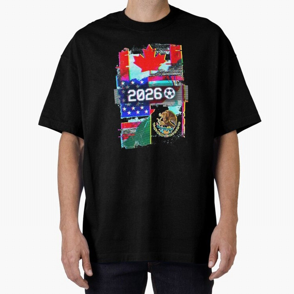 Glitched United 2026 - North America Tournament Emblem Classic T-Shirt Experience the FIFA World Cup 2026 Group Stage Journey through Messi and Cristiano Ronaldo Highlights, Argentina and Brazil Pride, Soccer Culture, Superstar Moments, National