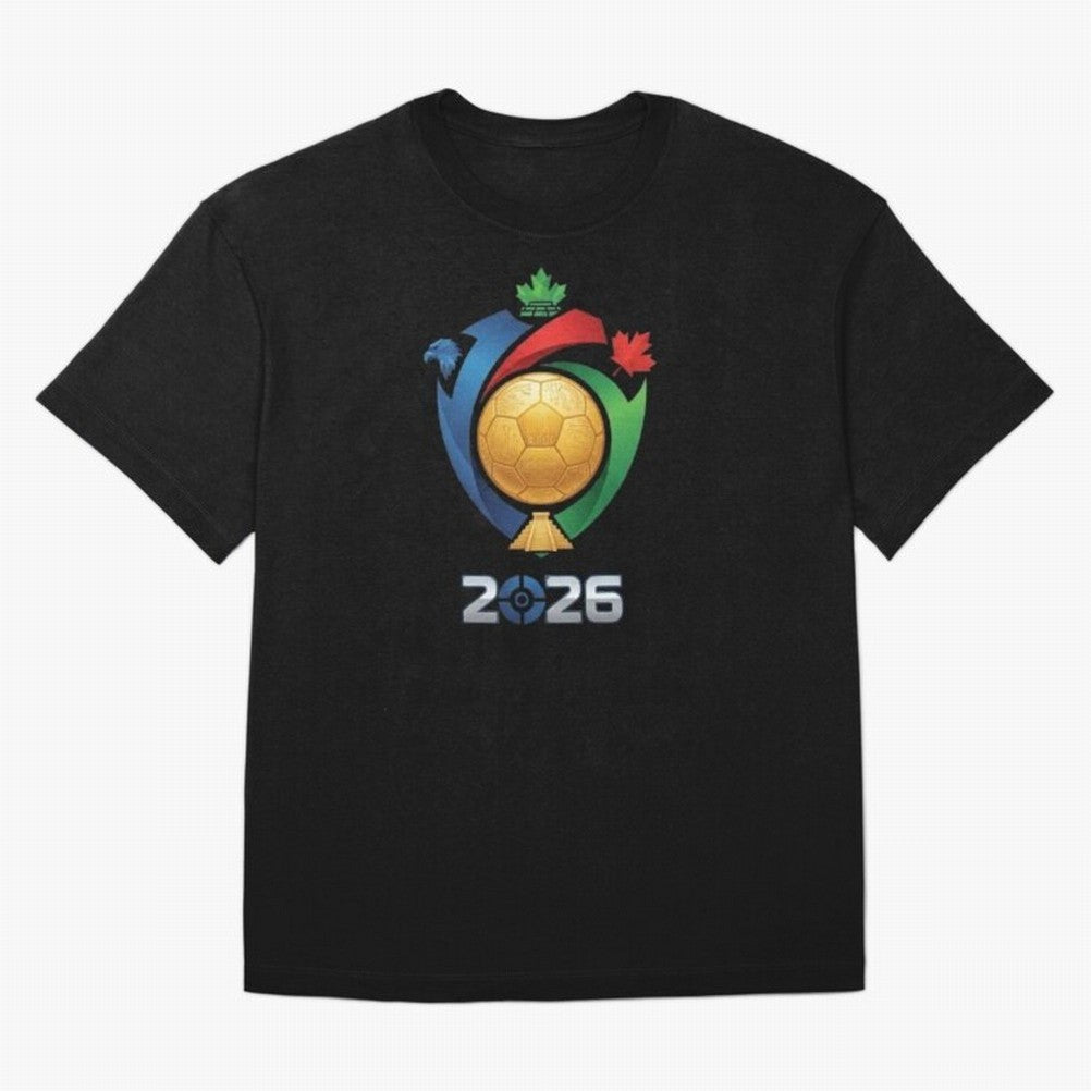 Golden Soccer Ball 2026 Host Nations Emblem Classic T-Shirt Celebrate Classic Football Spirit in Global Football Passion for FIFA World Cup 2026 Group Stage, Centered on Messi, Neymar and Mbappe, Argentina, Classic Soccer Heritage, Championship