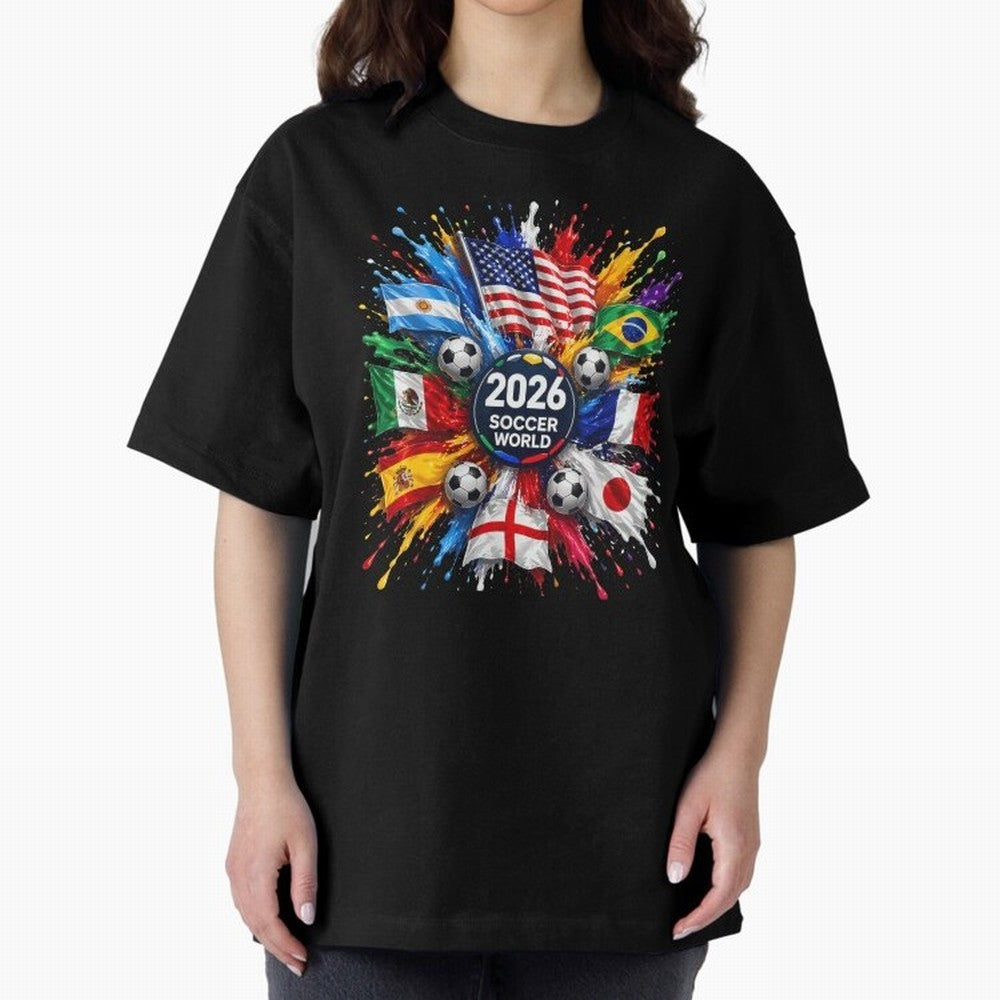 2026 Soccer World Championship Global Flags Paint Splash Sports Fan Graphic Classic T-Shirt Show Match Day Excitement for FIFA World Cup 2026 Group Stage Built around Messi, CR7 and Mbappe, Argentina Energy, Soccer Culture, Superstar Moments,