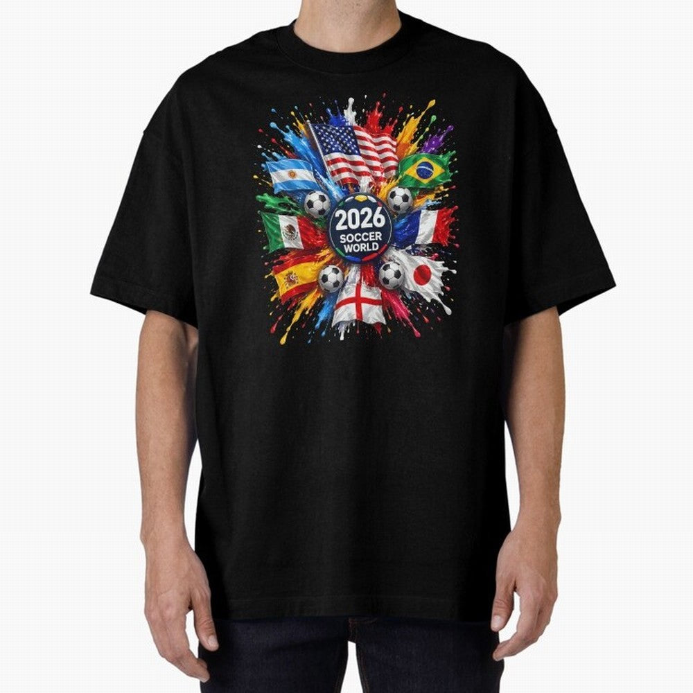 2026 Soccer World Championship Global Flags Paint Splash Sports Fan Graphic Classic T-Shirt Show Match Day Excitement for FIFA World Cup 2026 Group Stage Built around Messi, CR7 and Mbappe, Argentina Energy, Soccer Culture, Superstar Moments,