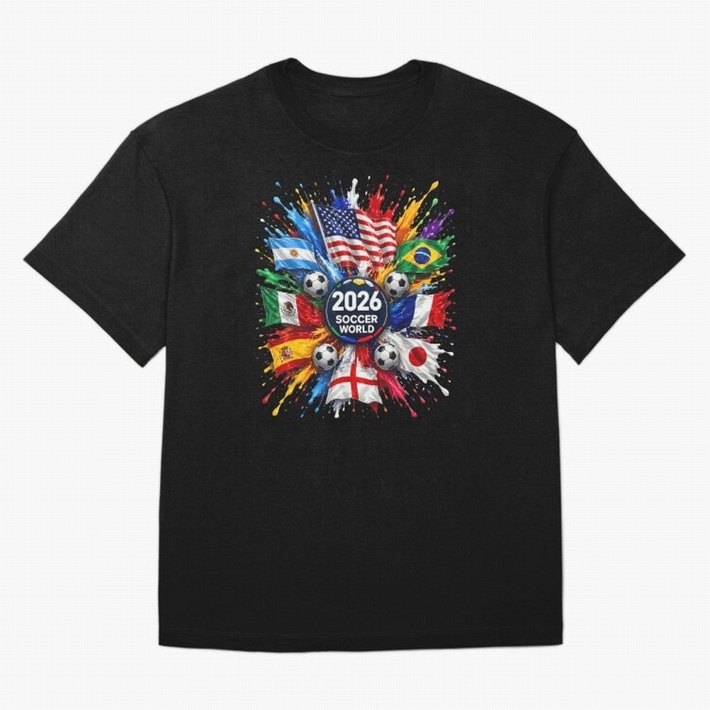 2026 Soccer World Championship Global Flags Paint Splash Sports Fan Graphic Classic T-Shirt Show Match Day Excitement for FIFA World Cup 2026 Group Stage Built around Messi, CR7 and Mbappe, Argentina Energy, Soccer Culture, Superstar Moments,