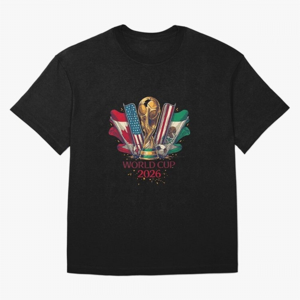 Host Trio Flags Banner Trophy Classic T-Shirt Join the Global Buzz around Match Day Hype around FIFA World Cup 2026 USA Canada Mexico, Cristiano Ronaldo, Haaland and CR7, England, France and Netherlands, Stadium Chants, National Pride, Trophy