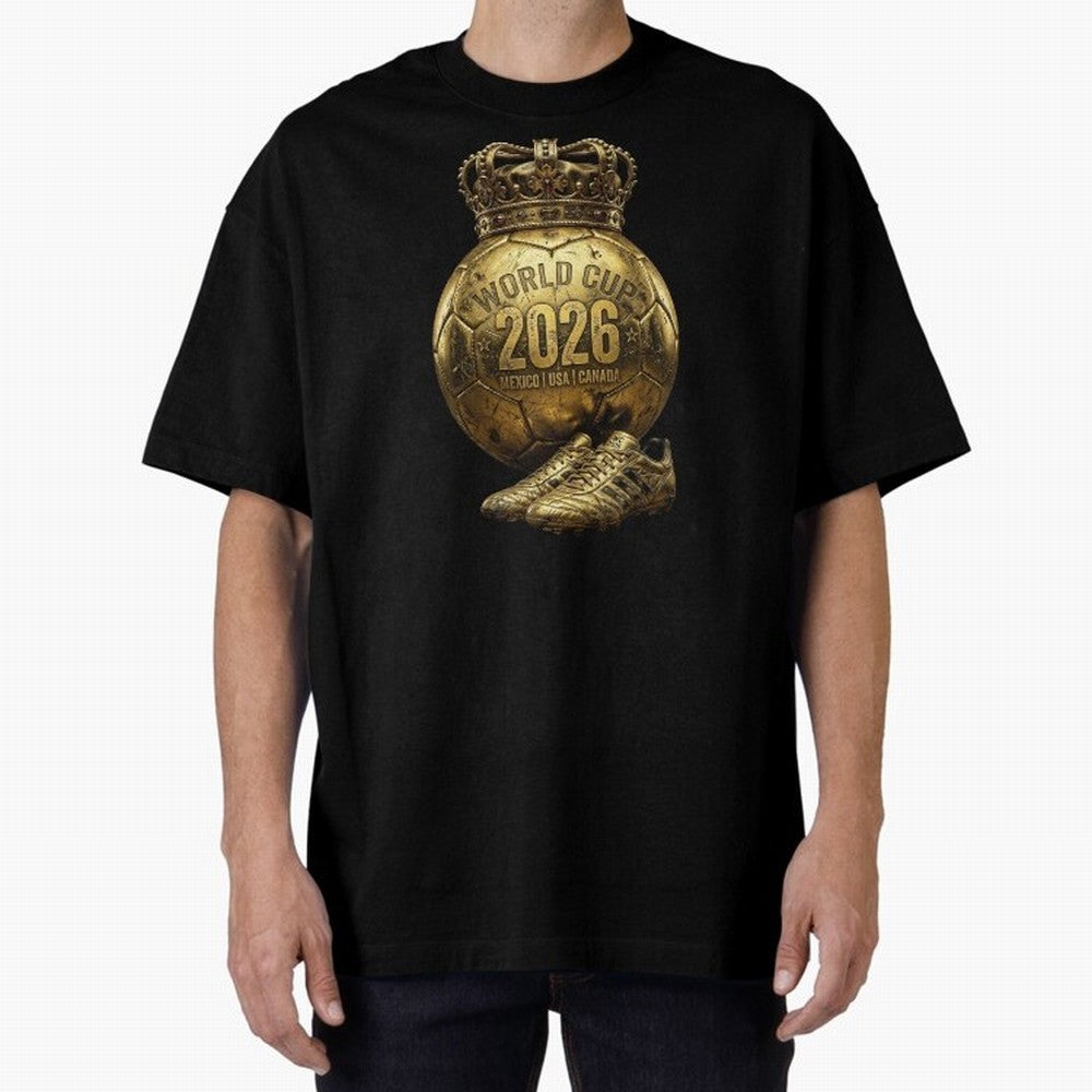 World Cup 2026 Golden Soccer Ball Crown- Mexico USA Canada Classic T-Shirt Bring Stadium Energy to FIFA World Cup 2026 for Fans of Haaland and Mbappe and Argentina, Bringing Tournament Hype, Historic Matchups, Family Viewing Parties and Global