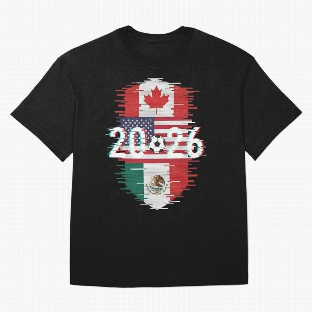 Glitched United 2026 - North America Emblem Classic T-Shirt Carry the Colors and Pride of FIFA World Cup 2026 Group Stage for Fans of CR7 and Messi and Germany, Bringing Worldwide Fan Energy, Dramatic Goals, Stadium Lights and Championship