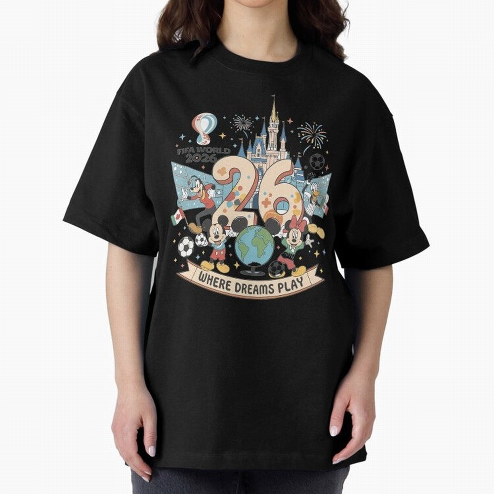 Dreamland Football 26 Shirt | Cute Cartoon Global Celebration Tee Classic T-Shirt Honor FIFA World Cup 2026 Group Stage for Fans of Messi, CR7 and Mbappe and Spain, Bringing Supporter Pride, Iconic Celebrations, Legendary Names and Global Match Day