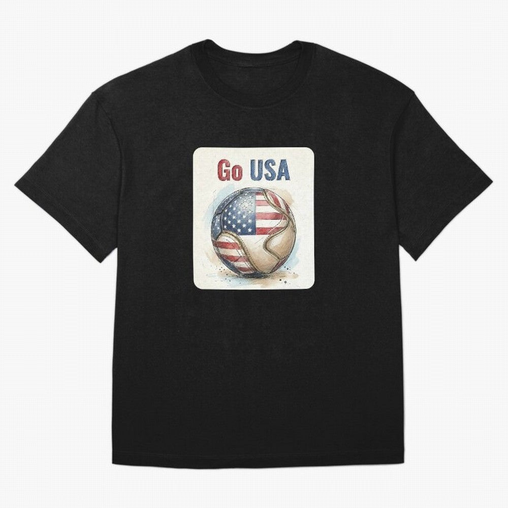 Go USA Soccer Ball Flag | American Football Fan Graphic Tee Classic T-Shirt Bring World Football Passion into Global Football Passion for FIFA World Cup 2026, Driven by Messi, CR7 and Mbappe, Portugal, Football Festival Excitement, Trophy