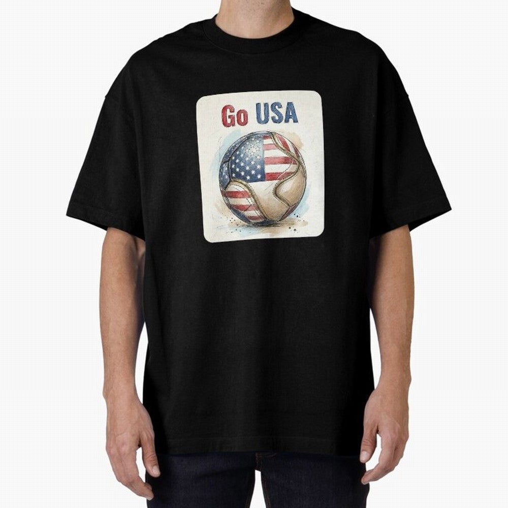 Go USA Soccer Ball Flag | American Football Fan Graphic Tee Classic T-Shirt Bring World Football Passion into Global Football Passion for FIFA World Cup 2026, Driven by Messi, CR7 and Mbappe, Portugal, Football Festival Excitement, Trophy