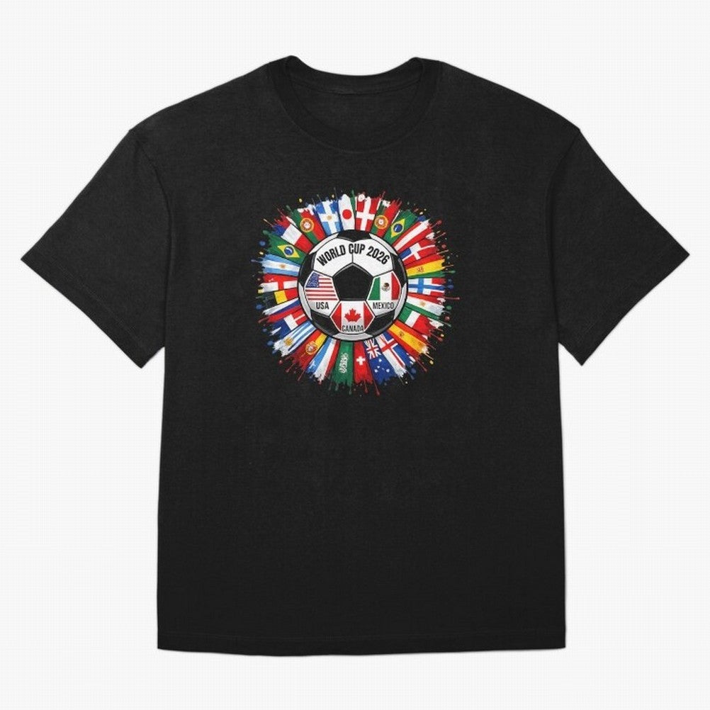 World Cup 2026 Shirt Soccer Tournament Fan Design International Flags Football Graphic Tee Sports Lover Gift Classic T-Shirt Represent FIFA World Cup 2026 Spirit, Built around Brazil, Portugal and Argentina, Messi, CR7 and Mbappe, Tournament Hype,