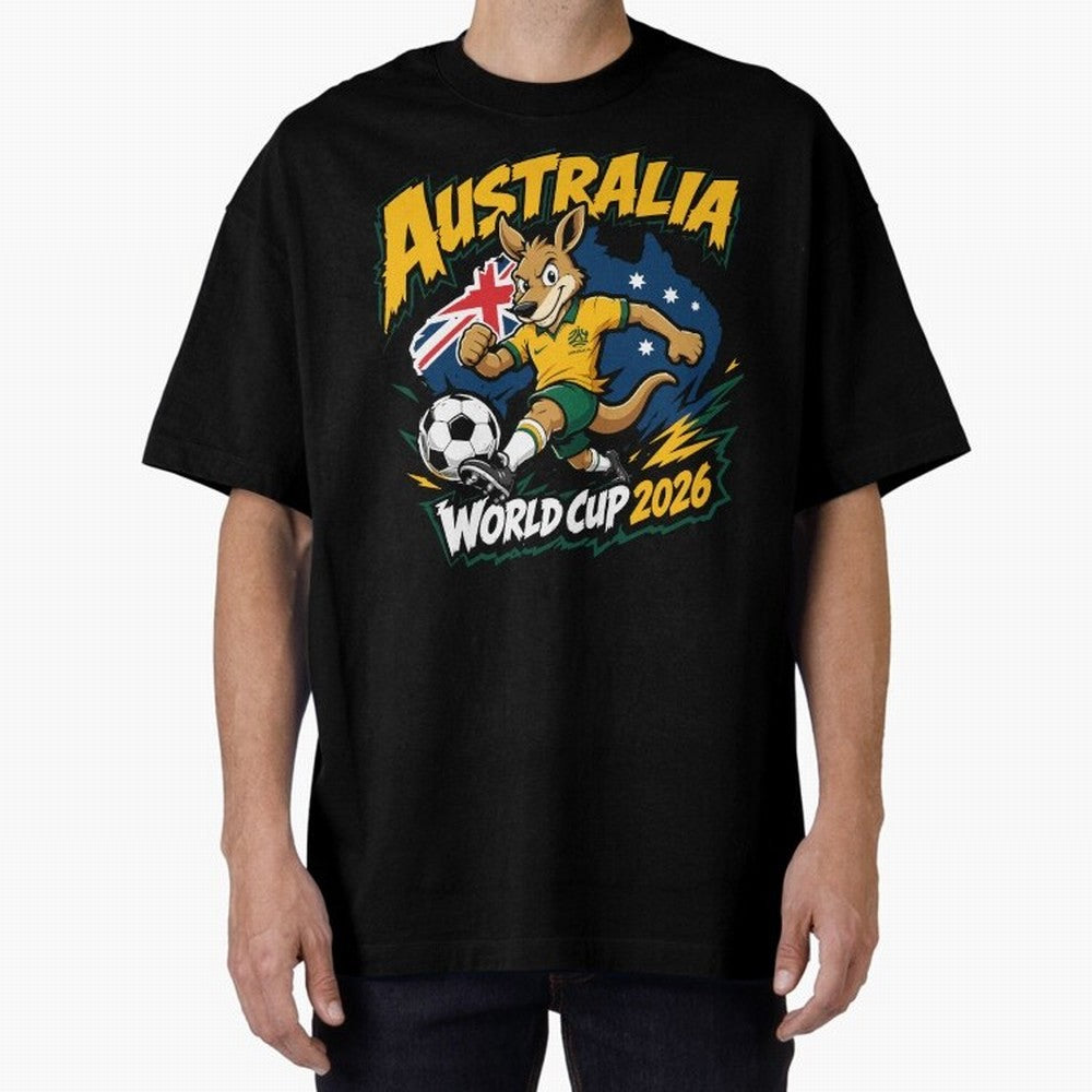 Australia World Cup 2026 Soccer Kangaroo Fan Design Classic T-Shirt Bring Global Tournament Vibes to FIFA World Cup 2026 Group Stage Spirit, Highlighting Spain, Messi and Cristiano Ronaldo, Worldwide Fan Energy, Dramatic Goals, Stadium Lights and