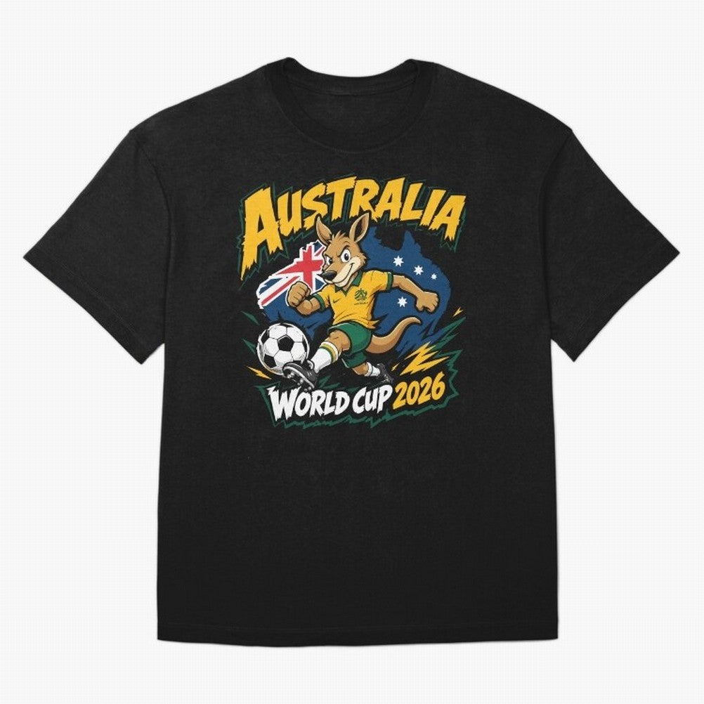 Australia World Cup 2026 Soccer Kangaroo Fan Design Classic T-Shirt Bring Global Tournament Vibes to FIFA World Cup 2026 Group Stage Spirit, Highlighting Spain, Messi and Cristiano Ronaldo, Worldwide Fan Energy, Dramatic Goals, Stadium Lights and