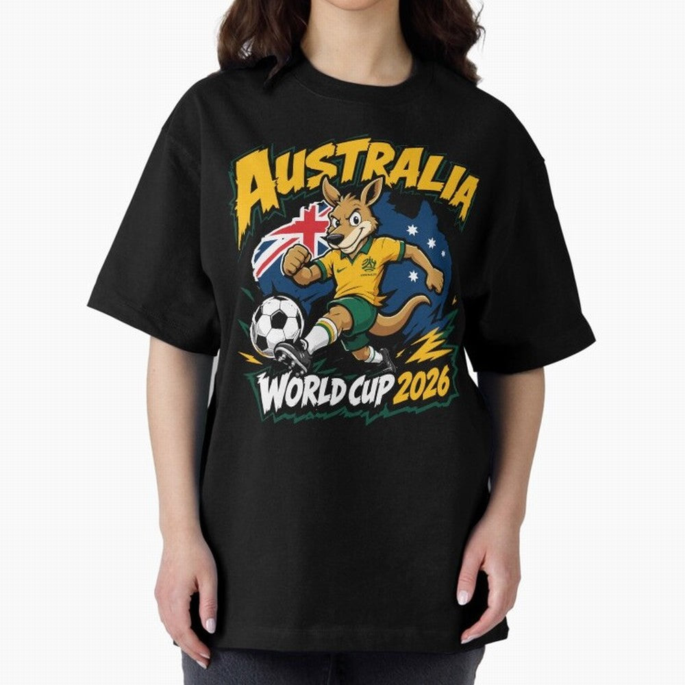 Australia World Cup 2026 Soccer Kangaroo Fan Design Classic T-Shirt Bring Global Tournament Vibes to FIFA World Cup 2026 Group Stage Spirit, Highlighting Spain, Messi and Cristiano Ronaldo, Worldwide Fan Energy, Dramatic Goals, Stadium Lights and